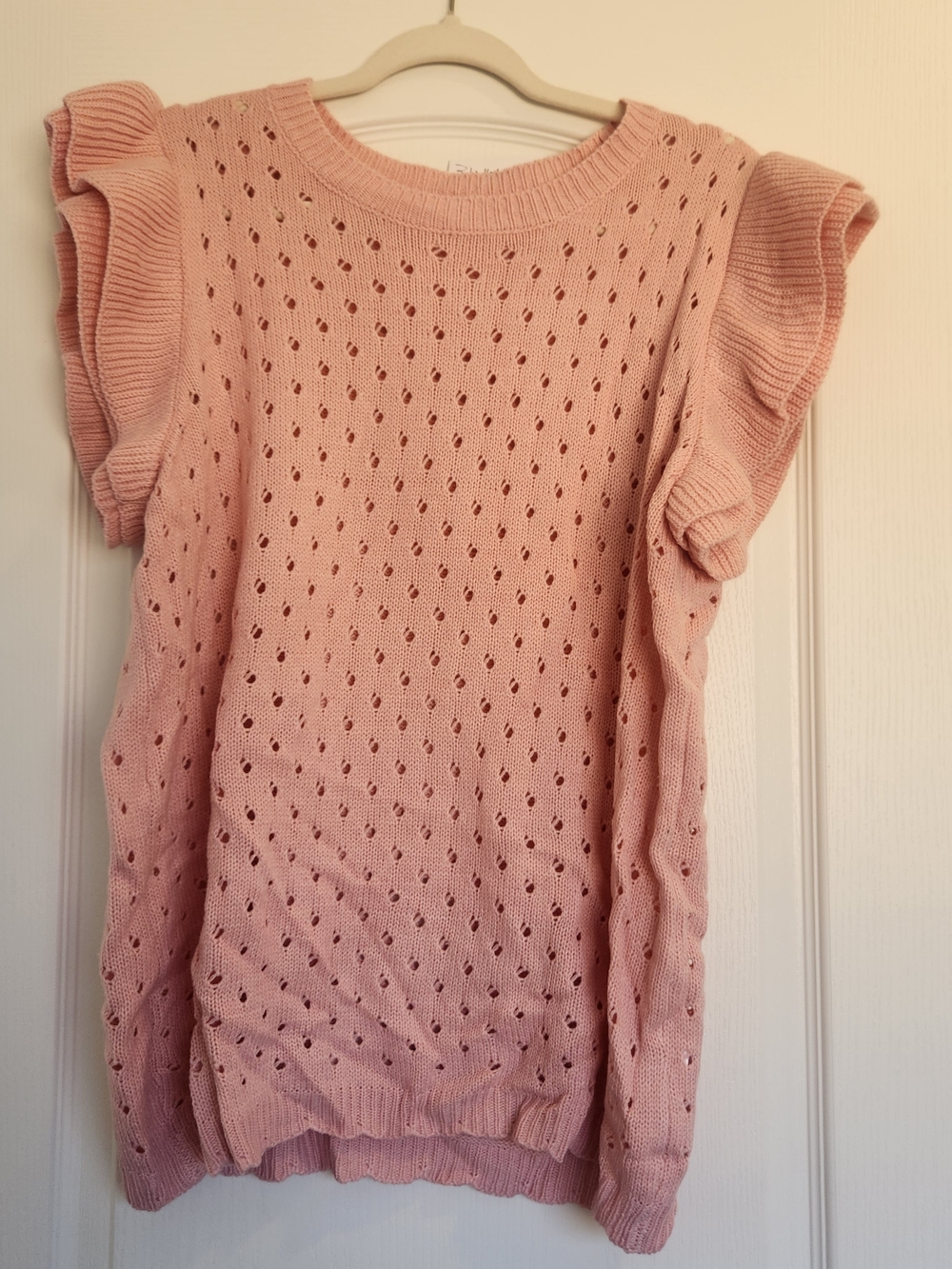 Blakeley Designs Light Pink Knit Flutter Sleeve Sweater Top L/XL